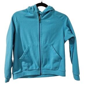 Patagonia Kids Micro D®-Luxe Cardigan Hooded Teal‎ Youth Medium Size 8-10